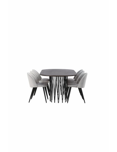 Matgrupp Stone med Velvet matstolar, 220 × 100 cm