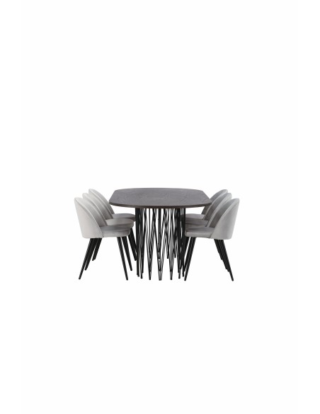 Matgrupp Stone med Velvet matstolar, 220 × 100 cm