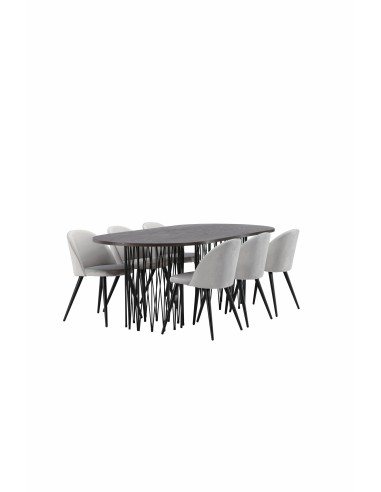 Matgrupp Stone med Velvet matstolar, 220 × 100 cm