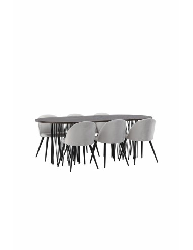 Matgrupp Stone med Velvet matstolar, 220 × 100 cm