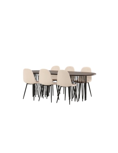 Matgrupp Stone med Polar matstolar, 220 × 100 cm