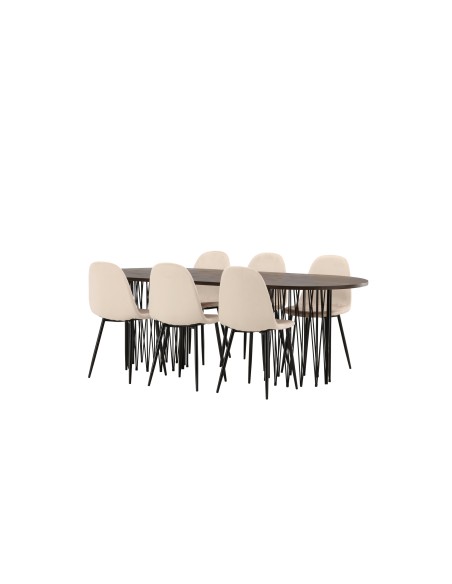 Matgrupp Stone med Polar matstolar, 220 × 100 cm