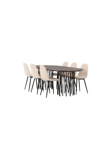 Matgrupp Stone med Polar matstolar, 220 × 100 cm