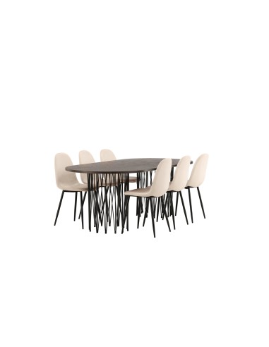 Matgrupp Stone med Polar matstolar, 220 × 100 cm