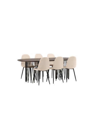 Matgrupp Stone med Polar matstolar, 220 × 100 cm