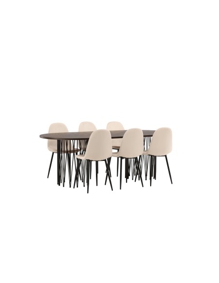 Matgrupp Stone med Polar matstolar, 220 × 100 cm