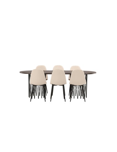 Matgrupp Stone med Polar matstolar, 220 × 100 cm