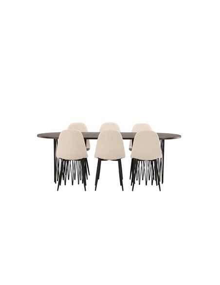 Matgrupp Stone med Polar matstolar, 220 × 100 cm