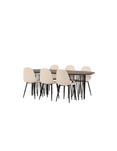 Matgrupp Stone med Polar matstolar, 220 × 100 cm