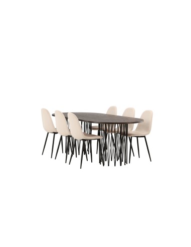Matgrupp Stone med Polar matstolar, 220 × 100 cm