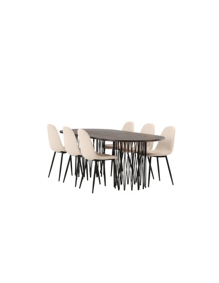Matgrupp Stone med Polar matstolar, 220 × 100 cm