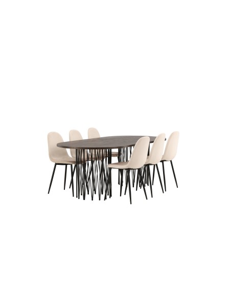 Matgrupp Stone med Polar matstolar, 220 × 100 cm