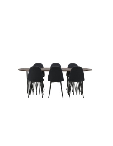 Matgrupp Stone med Polar matstolar, 220 × 100 cm