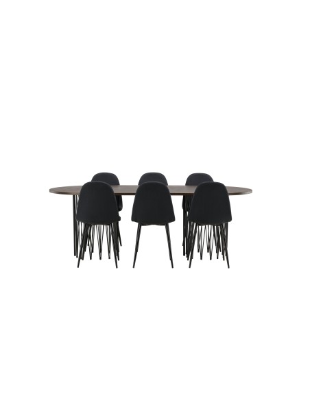 Matgrupp Stone med Polar matstolar, 220 × 100 cm