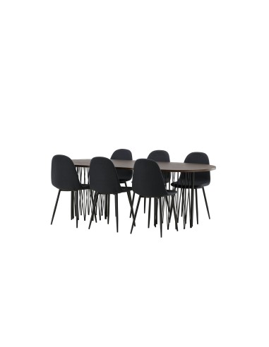 Matgrupp Stone med Polar matstolar, 220 × 100 cm