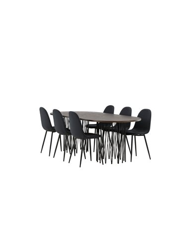 Matgrupp Stone med Polar matstolar, 220 × 100 cm