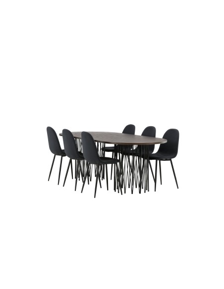 Matgrupp Stone med Polar matstolar, 220 × 100 cm