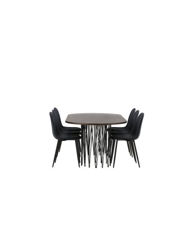 Matgrupp Stone med Polar matstolar, 220 × 100 cm