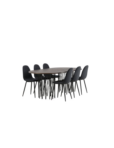 Matgrupp Stone med Polar matstolar, 220 × 100 cm