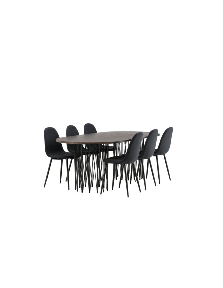 Matgrupp Stone med Polar matstolar, 220 × 100 cm