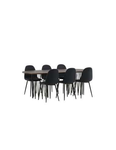 Matgrupp Stone med Polar matstolar, 220 × 100 cm