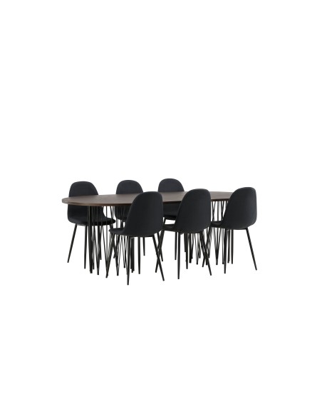Matgrupp Stone med Polar matstolar, 220 × 100 cm