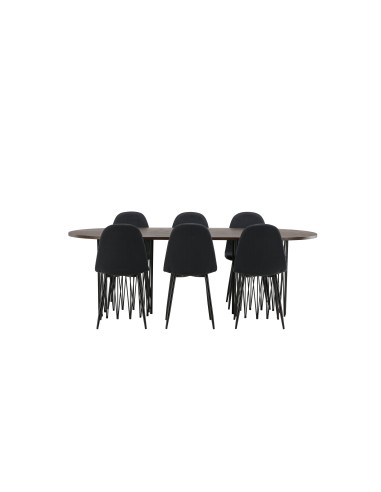 Matgrupp Stone med Polar matstolar, 220 × 100 cm