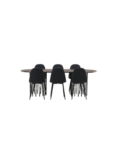 Matgrupp Stone med Polar matstolar, 220 × 100 cm