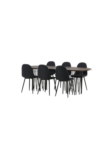 Matgrupp Stone med Polar matstolar, 220 × 100 cm