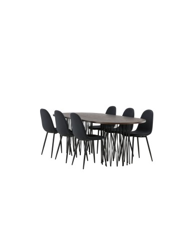Matgrupp Stone med Polar matstolar, 220 × 100 cm