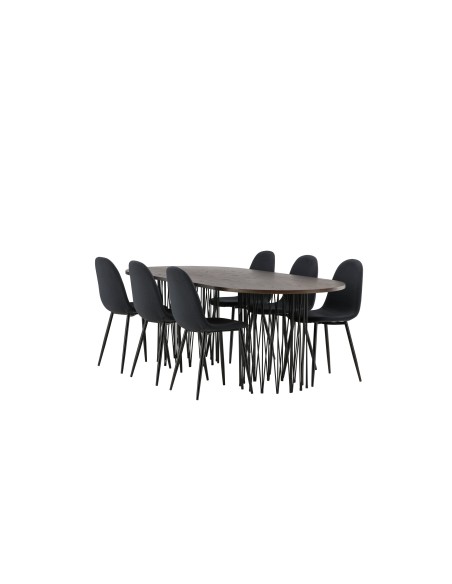 Matgrupp Stone med Polar matstolar, 220 × 100 cm