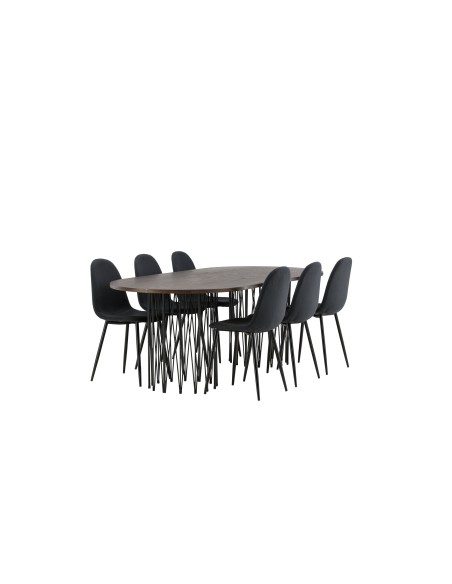 Matgrupp Stone med Polar matstolar, 220 × 100 cm
