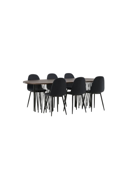Matgrupp Stone med Polar matstolar, 220 × 100 cm