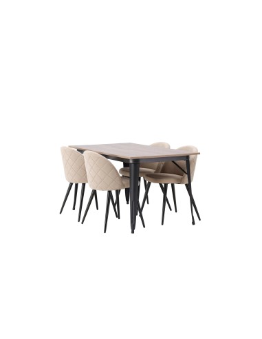 Matgrupp Tempe med Velvet matstolar, 140 × 80 cm