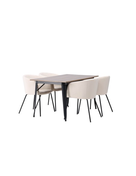 Matgrupp Tempe med Berit matstolar, 140 × 80 cm