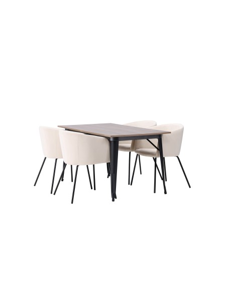 Matgrupp Tempe med Berit matstolar, 140 × 80 cm