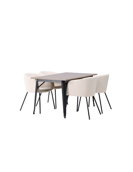 Matgrupp Tempe med Berit matstolar, 140 × 80 cm