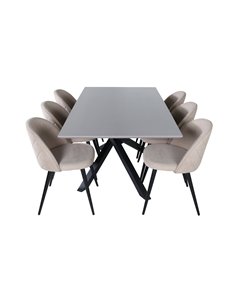 Matgrupp Piazza med Velvet matstolar, 180 × 90 cm 2