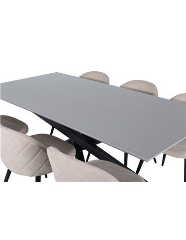 Matgrupp Piazza med Velvet matstolar, 180 × 90 cm
