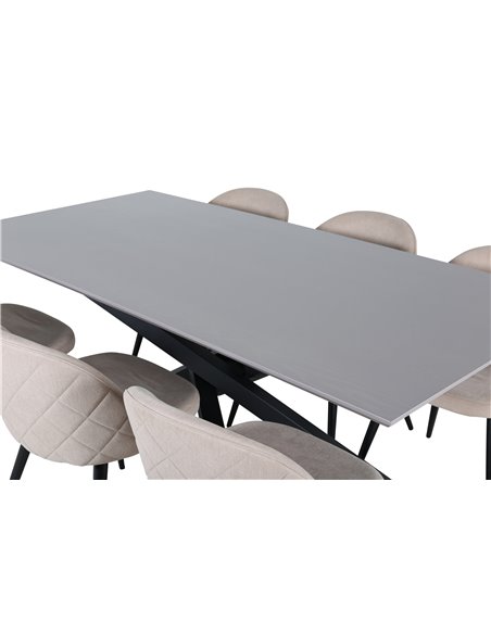 Matgrupp Piazza med Velvet matstolar, 180 × 90 cm