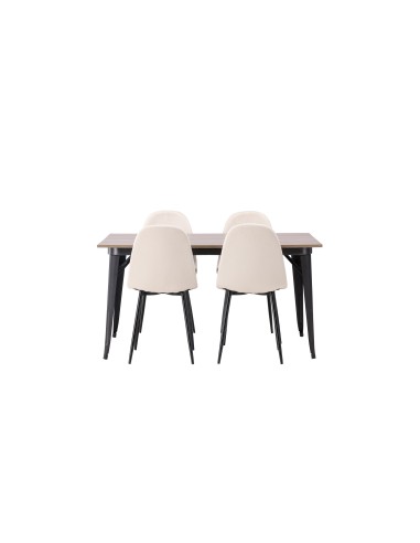 Matgrupp Tempe med Polar matstolar, 140 × 80 cm