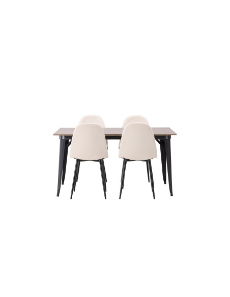 Matgrupp Tempe med Polar matstolar, 140 × 80 cm