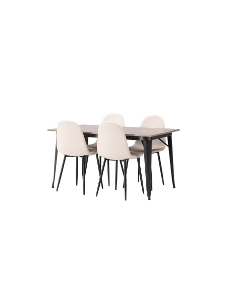 Matgrupp Tempe med Polar matstolar, 140 × 80 cm