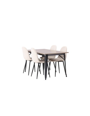 Matgrupp Tempe med Polar matstolar, 140 × 80 cm