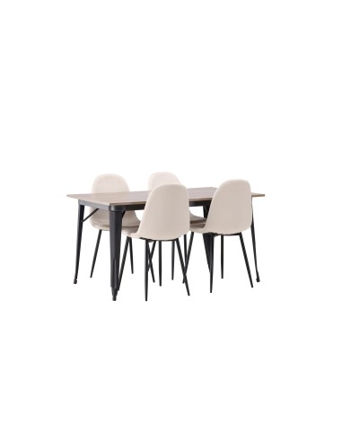 Matgrupp Tempe med Polar matstolar, 140 × 80 cm