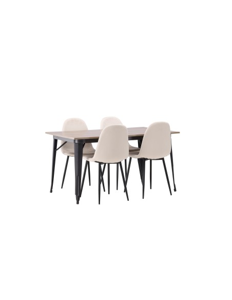 Matgrupp Tempe med Polar matstolar, 140 × 80 cm
