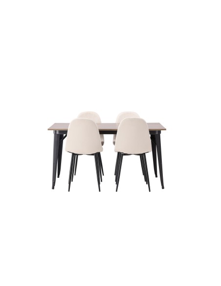 Matgrupp Tempe med Polar matstolar, 140 × 80 cm