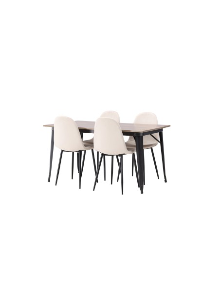 Matgrupp Tempe med Polar matstolar, 140 × 80 cm