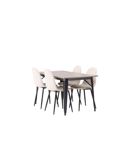 Matgrupp Tempe med Polar matstolar, 140 × 80 cm