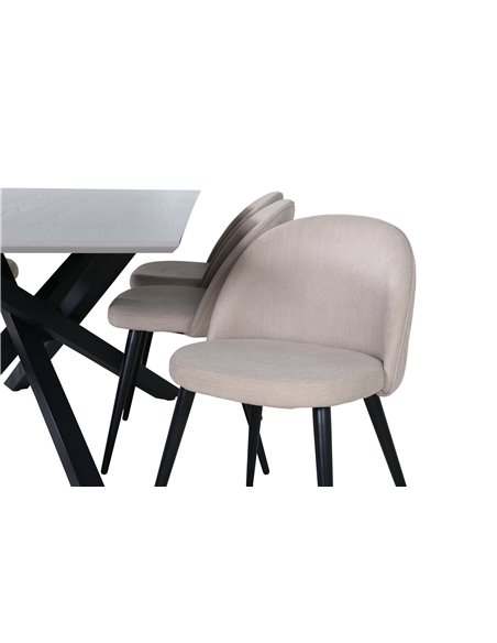 Matgrupp Piazza med Velvet matstolar, 180 × 90 cm